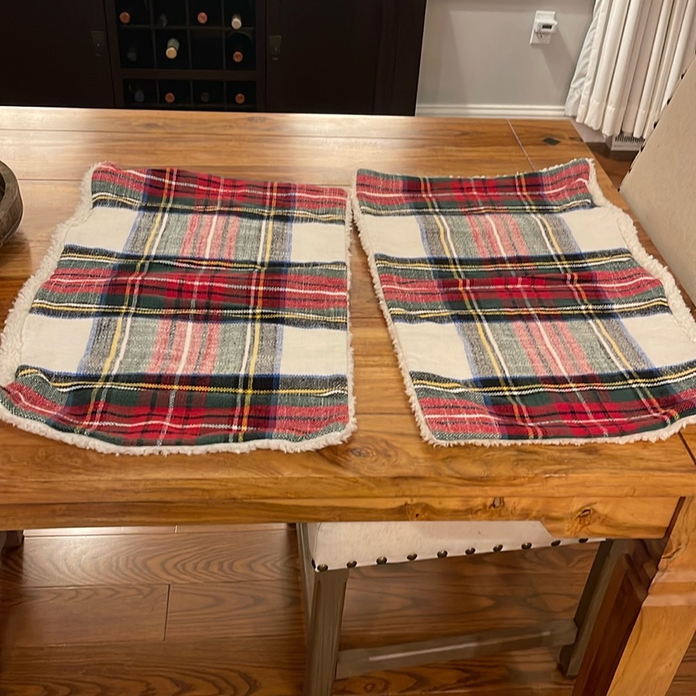 Two Holiday Pottery Barn Throw/Lumbar Pillow Cases - Cases only.  Stewart plaid